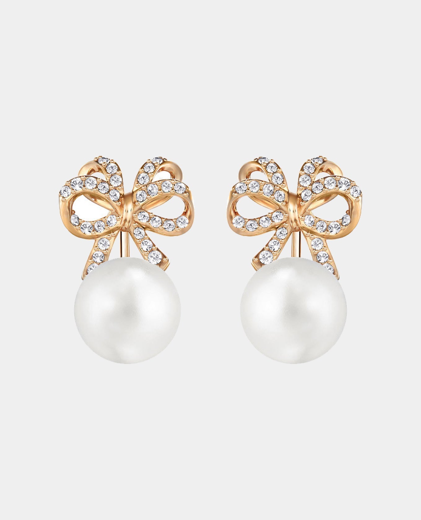 Gold Pearl Bow Earrings For Women Main image