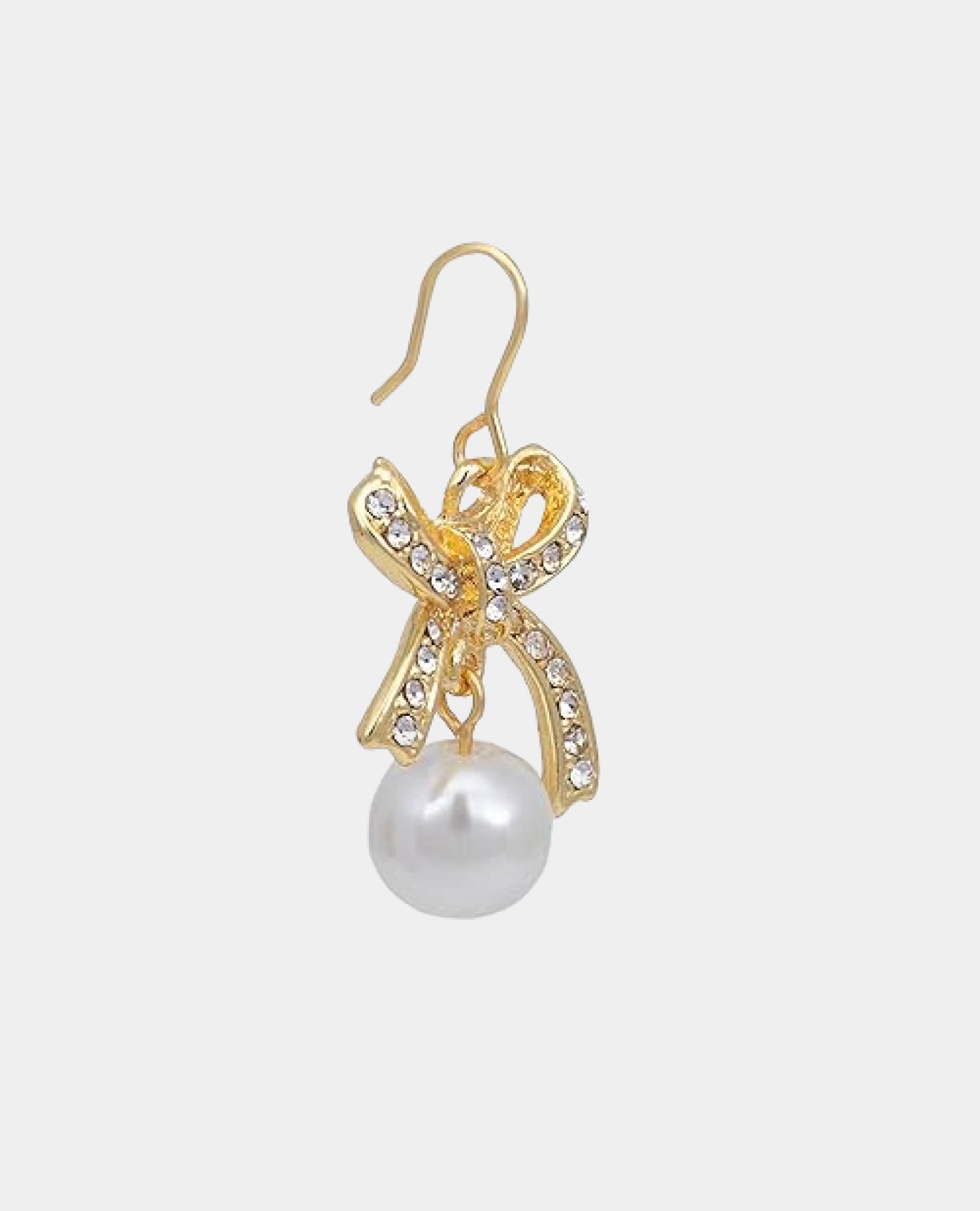Gold Pearl Bow Earrings For Women