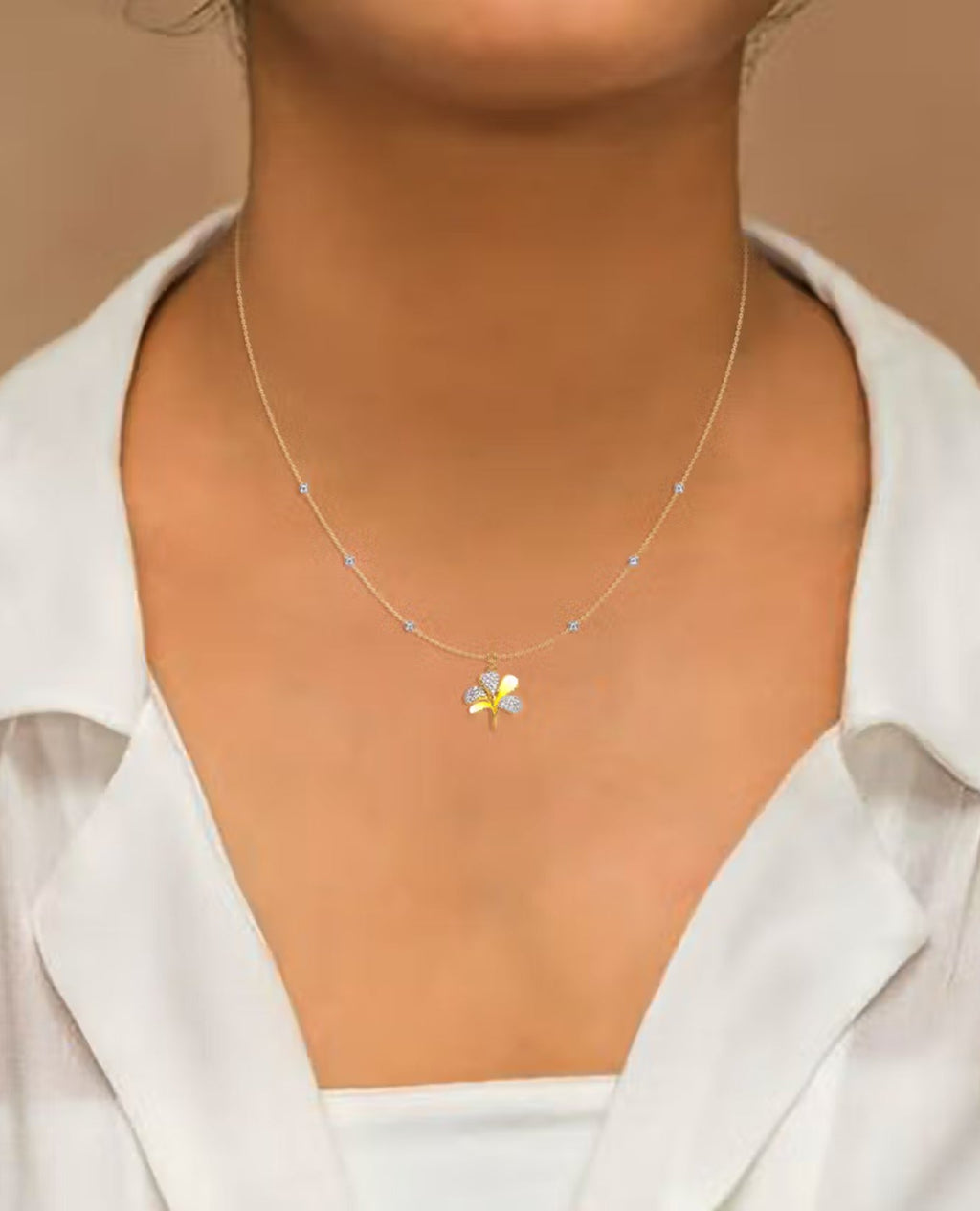 Diamond Single Hook Floral Pendant