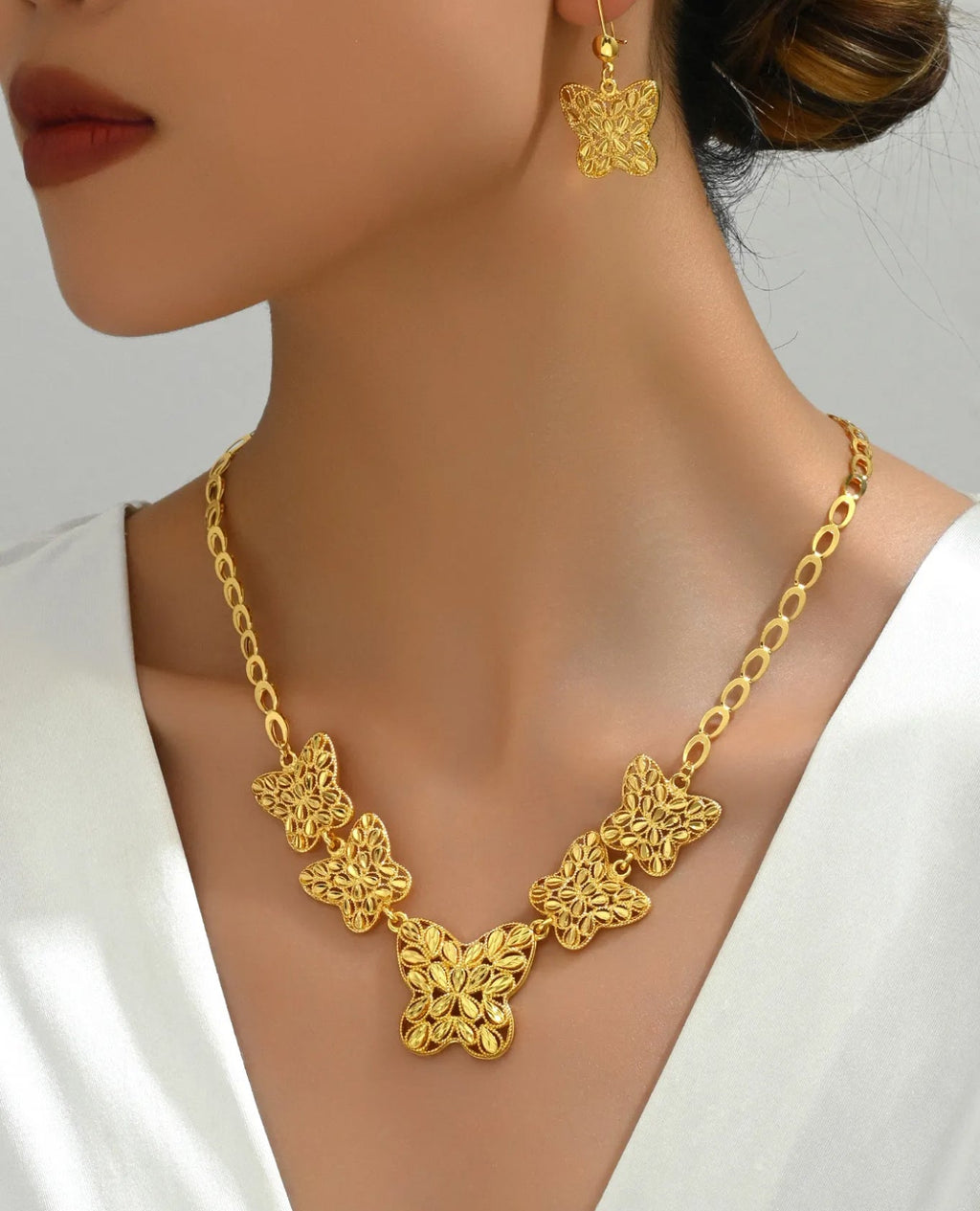 Gold Plated Butterfly Necklace Set
