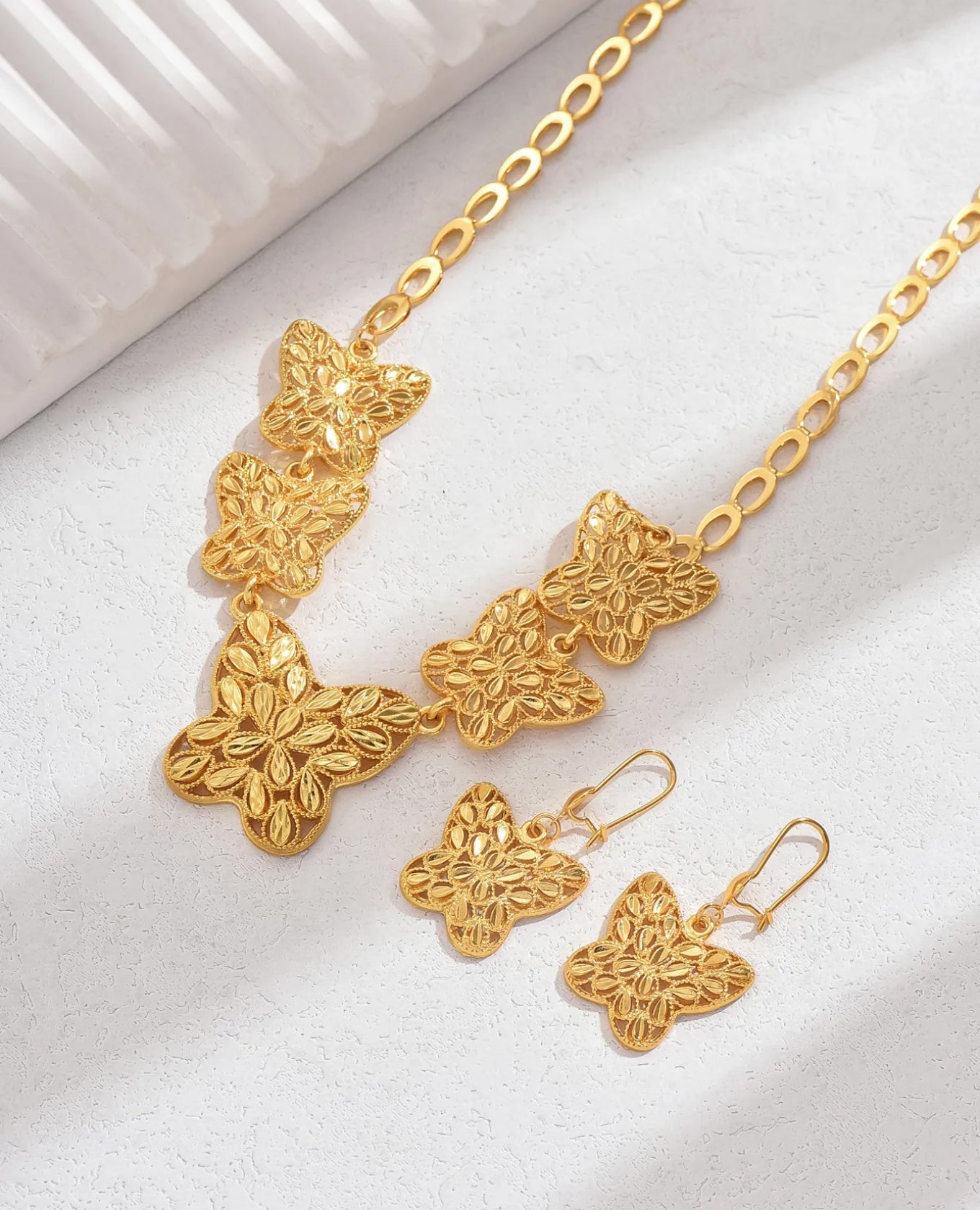 Gold Plated Butterfly Necklace Set