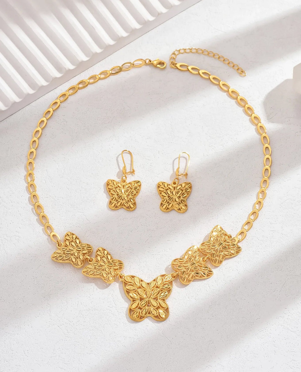 Gold Plated Butterfly Necklace Set