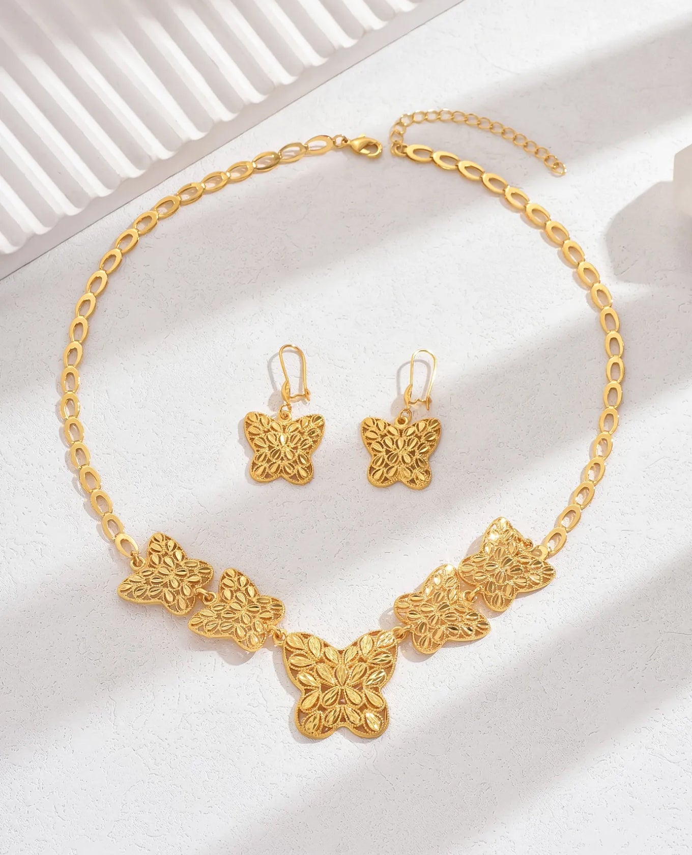 Gold Plated Butterfly Necklace Set