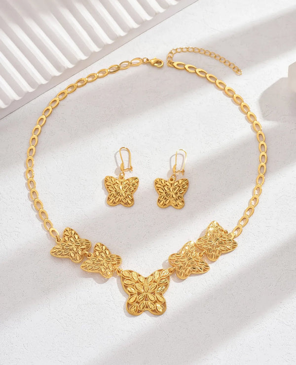 Gold Plated Butterfly Necklace Set