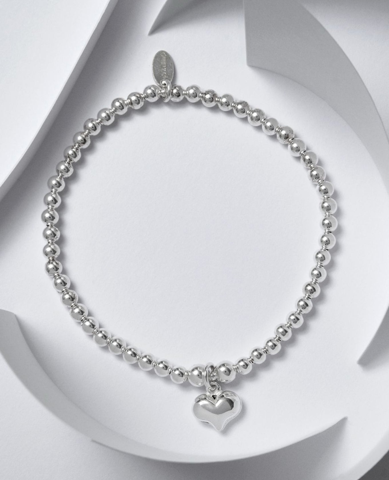 Rhodium Stainless Steel Beaded Heart Pendant