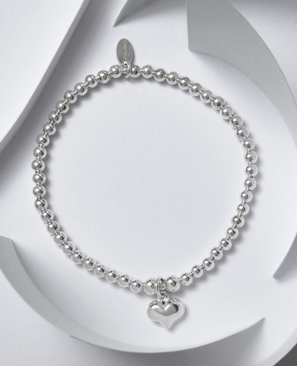 Rhodium Stainless Steel Beaded Heart Pendant